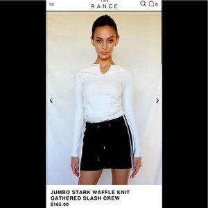 The Range - JUMBO STARK WAFFLE KNIT GATHERED SLASH CREW - Size S